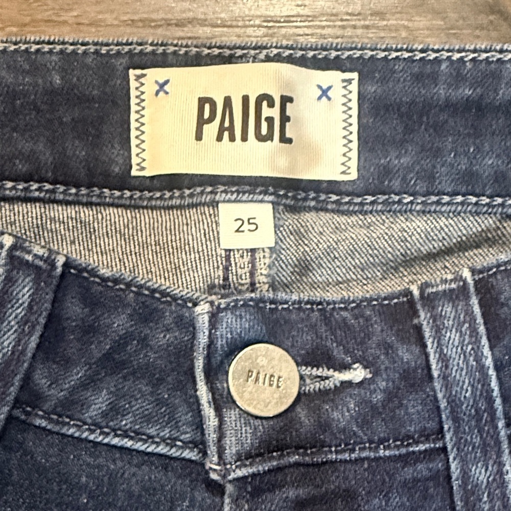 PAIGE Indigo Straight Leg Jeans with Frayed Hem - Picture 4 of 4